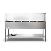 Five Pan Open Well Electric Steam Table with Undershelf and Sneeze-Guard, 240V, KM-OWS-5SG.